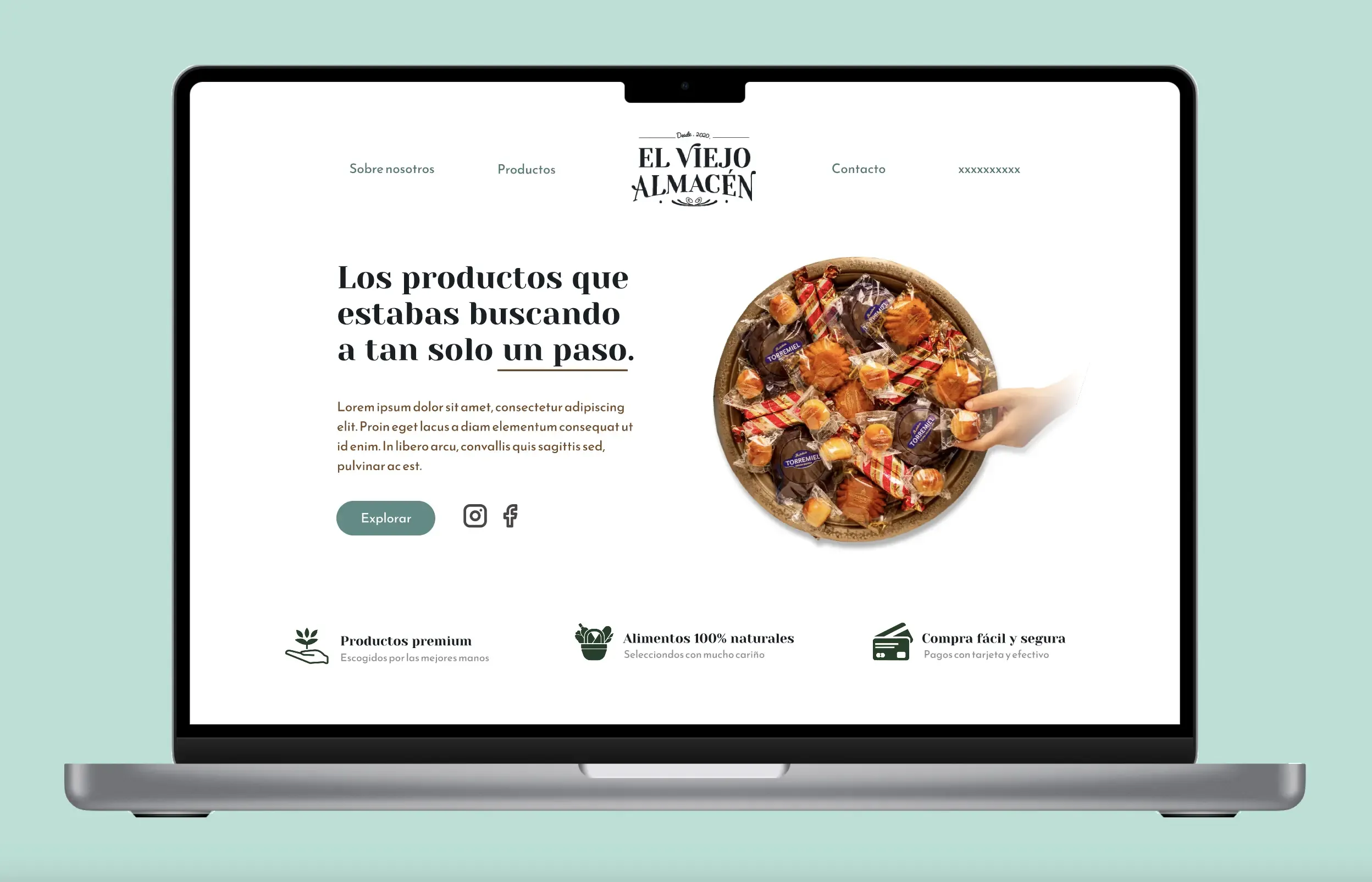 Vista de la web de El Viejo Almacén en un portátil