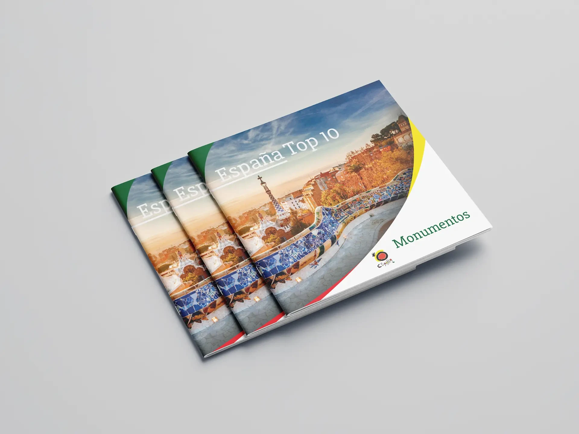 Mockup de tres folletos apilados